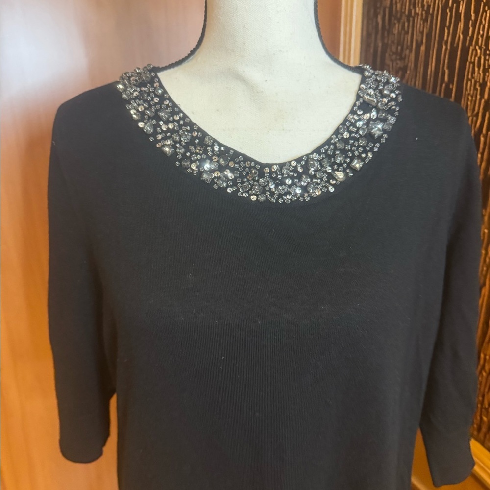 MaxMara women knit pull over beads embellished midi dress Sz XL